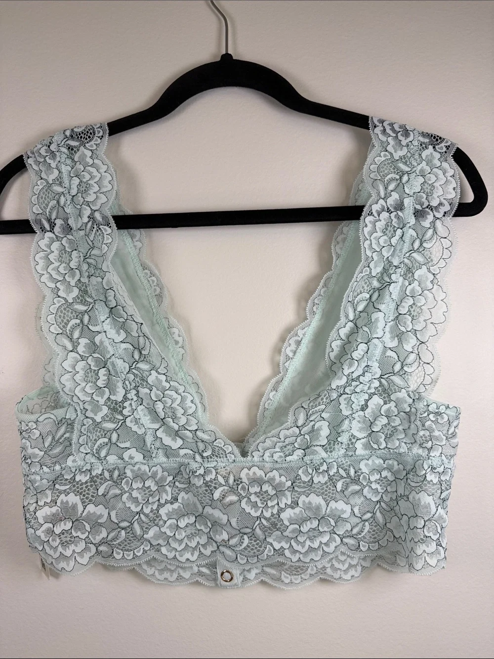 Free People Heartbreaker Lace Brami Bralette Sea Blue Floral Size M